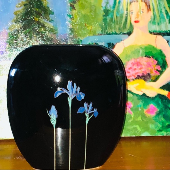 80's Blue Iris Vase - Otagiri Japan - Purple Iris Vase - 80's Floral Vase - Picture 11 of 16